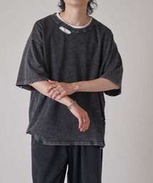 Lui's | スノーウォッシュダメージ半袖カットソー(Tシャツ/カットソー)