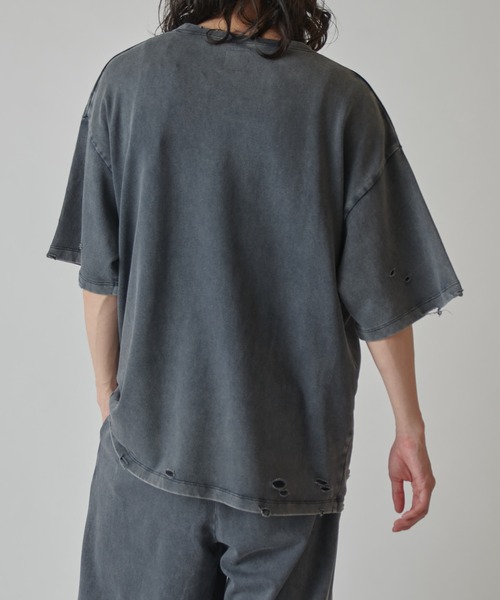 Lui's（ルイス）の「スノーウォッシュダメージ半袖カットソー（Tシャツ/カットソー・メンズ・グレー/ブラック/ライトグレー・S/M）」の18枚目の写真