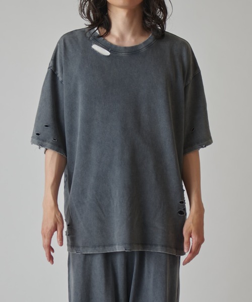 Lui's（ルイス）の「スノーウォッシュダメージ半袖カットソー（Tシャツ/カットソー・メンズ・グレー/ブラック/ライトグレー・S/M）」の22枚目の写真