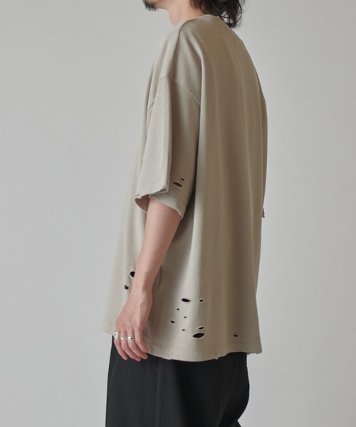 Lui's（ルイス）の「スノーウォッシュダメージ半袖カットソー（Tシャツ/カットソー・メンズ・グレー/ブラック/ライトグレー・S/M）」の11枚目の写真