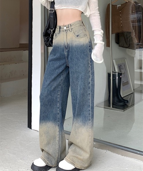 グラデーションヴィンテージデニム/オーバーダイワイドデニム（デニムパンツ）｜LYEON（リヨン）