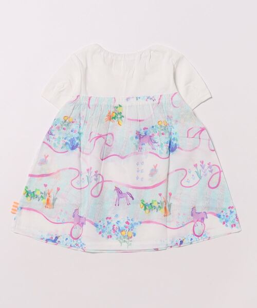 HAKKA KIDS（ハッカキッズ）の「hakka　kids×yuko　maegawa　スウェーイングリボンプリント半袖チュニック（チュニック・キッズ・オレンジ/オフホワイト・110cm/120cm/130cm/100cm）」の3枚目の写真