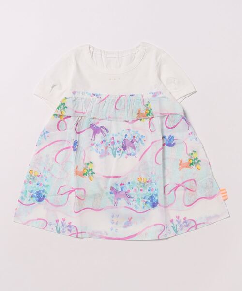 HAKKA KIDS（ハッカキッズ）の「hakka　kids×yuko　maegawa　スウェーイングリボンプリント半袖チュニック（チュニック・キッズ・オレンジ/オフホワイト・110cm/120cm/130cm/100cm）」の11枚目の写真