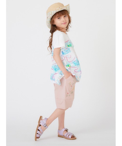 HAKKA KIDS（ハッカキッズ）の「hakka　kids×yuko　maegawa　スウェーイングリボンプリント半袖チュニック（チュニック・キッズ・オレンジ/オフホワイト・110cm/120cm/130cm/100cm）」の5枚目の写真