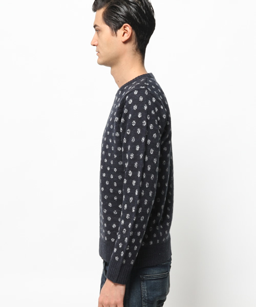 SEVENDAYS=SUNDAY（セブンデイズサンデイ）の「ドットジャカード　長袖プルオーバー（ニット/セーター・メンズ・ベージュ/ネイビー/グレー・SMALL/MEDIUM/LARGE）」の4枚目の写真