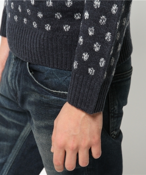 SEVENDAYS=SUNDAY（セブンデイズサンデイ）の「ドットジャカード　長袖プルオーバー（ニット/セーター・メンズ・ベージュ/ネイビー/グレー・SMALL/MEDIUM/LARGE）」の7枚目の写真