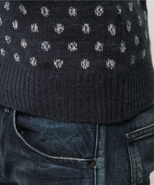 SEVENDAYS=SUNDAY（セブンデイズサンデイ）の「ドットジャカード　長袖プルオーバー（ニット/セーター・メンズ・ベージュ/ネイビー/グレー・SMALL/MEDIUM/LARGE）」の8枚目の写真