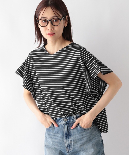 GLOBAL WORK(グローバルワーク)の「快適袖フリル2WAYプルオーバー/987171(Tシャツ/カットソー・レディース・ライトグレー/ブラック/ブラック×ホワイト/ホワイト×ブラック/グレイッシュブルー・LARGE/MEDIUM)」の1枚目の写真