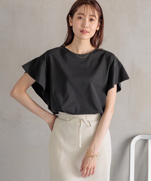 GLOBAL WORK(グローバルワーク)の「快適袖フリル2WAYプルオーバー/987171(Tシャツ/カットソー・レディース・ライトグレー/ブラック/ブラック×ホワイト/ホワイト×ブラック/グレイッシュブルー・LARGE/MEDIUM)」の3枚目の写真