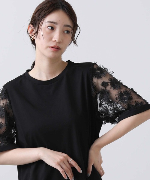 Gready Brilliant（グレディブリリアン）の「３Ｄフラワーベルスリーブカットソー（Tシャツ/カットソー・レディース・オフホワイト/ブラック・38）」の18枚目の写真