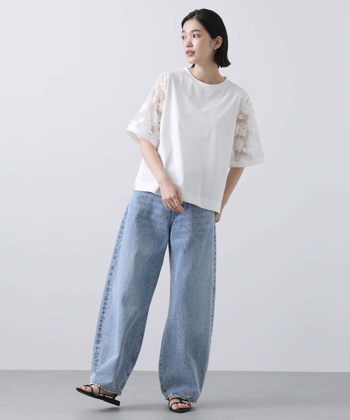 Gready Brilliant（グレディブリリアン）の「３Ｄフラワーベルスリーブカットソー（Tシャツ/カットソー・レディース・オフホワイト/ブラック・38）」の3枚目の写真