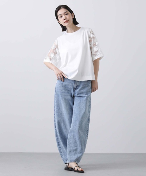 Gready Brilliant（グレディブリリアン）の「３Ｄフラワーベルスリーブカットソー（Tシャツ/カットソー・レディース・オフホワイト/ブラック・38）」の6枚目の写真