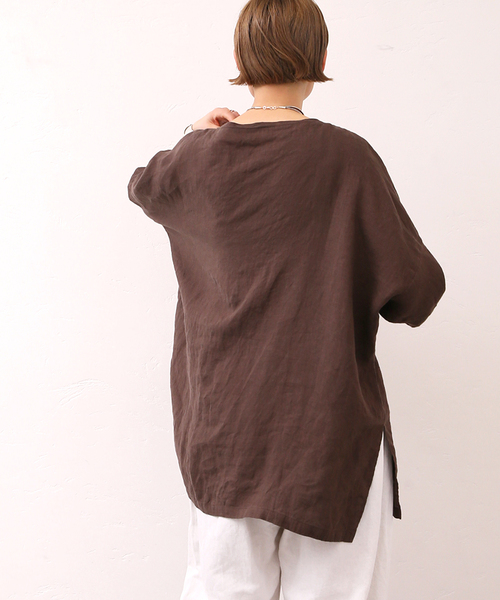 journal standard luxeリネンレギュラーカラーシャツブラウン