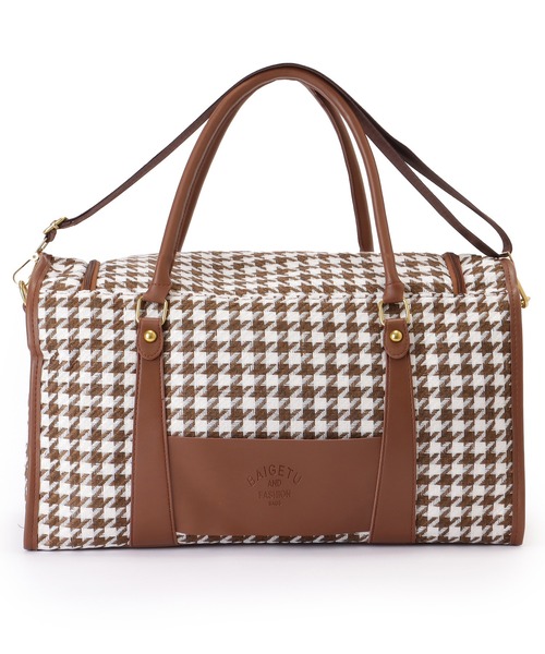 Lace Ladies（レースレディース）の「大容量 千鳥格子柄 2WAY ボストン ショルダーバッグ（ボストンバッグ・レディース・ブラック/ベージュ/ブラウン・FREE）」の3枚目の写真