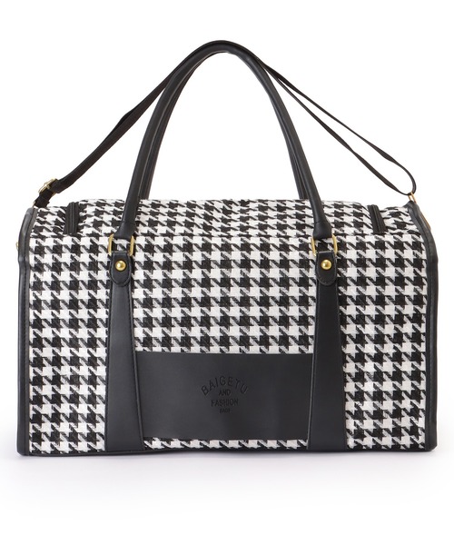 Lace Ladies（レースレディース）の「大容量 千鳥格子柄 2WAY ボストン ショルダーバッグ（ボストンバッグ・レディース・ブラック/ベージュ/ブラウン・FREE）」の2枚目の写真
