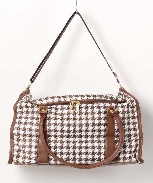 Lace Ladies（レースレディース）の「大容量 千鳥格子柄 2WAY ボストン ショルダーバッグ（ボストンバッグ・レディース・ブラック/ベージュ/ブラウン・FREE）」の7枚目の写真