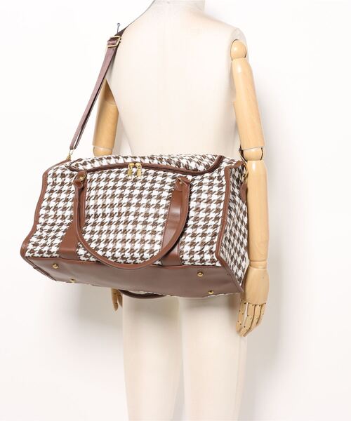 Lace Ladies（レースレディース）の「大容量 千鳥格子柄 2WAY ボストン ショルダーバッグ（ボストンバッグ・レディース・ブラック/ベージュ/ブラウン・FREE）」の4枚目の写真