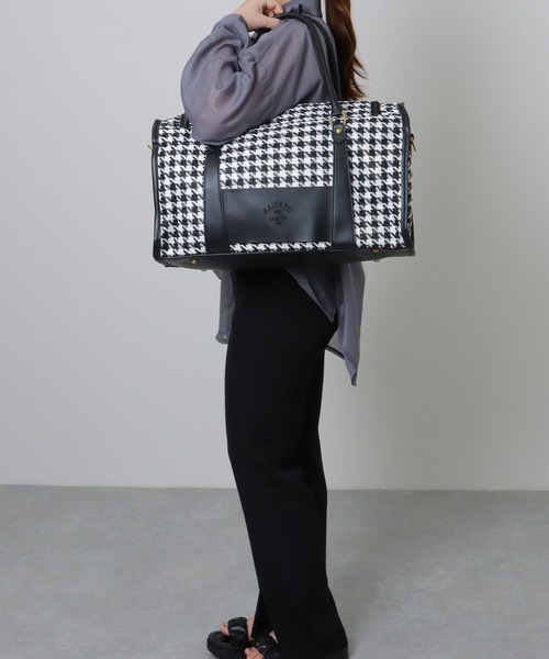 Lace Ladies（レースレディース）の「大容量 千鳥格子柄 2WAY ボストン ショルダーバッグ（ボストンバッグ・レディース・ブラック/ベージュ/ブラウン・FREE）」の9枚目の写真