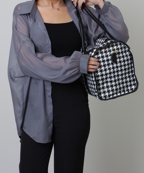 Lace Ladies（レースレディース）の「大容量 千鳥格子柄 2WAY ボストン ショルダーバッグ（ボストンバッグ・レディース・ブラック/ベージュ/ブラウン・FREE）」の10枚目の写真