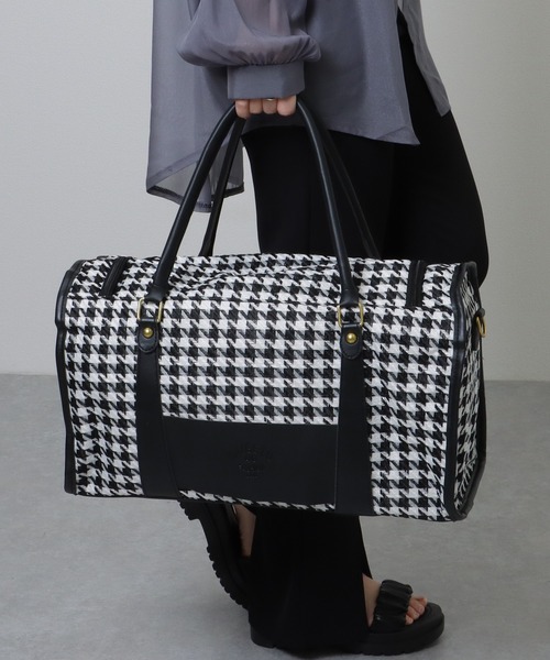 Lace Ladies（レースレディース）の「大容量 千鳥格子柄 2WAY ボストン ショルダーバッグ（ボストンバッグ・レディース・ブラック/ベージュ/ブラウン・FREE）」の13枚目の写真