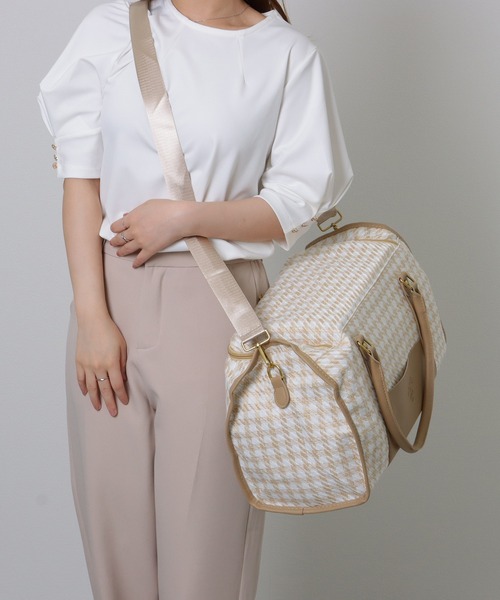 Lace Ladies（レースレディース）の「大容量 千鳥格子柄 2WAY ボストン ショルダーバッグ（ボストンバッグ・レディース・ブラック/ベージュ/ブラウン・FREE）」の16枚目の写真