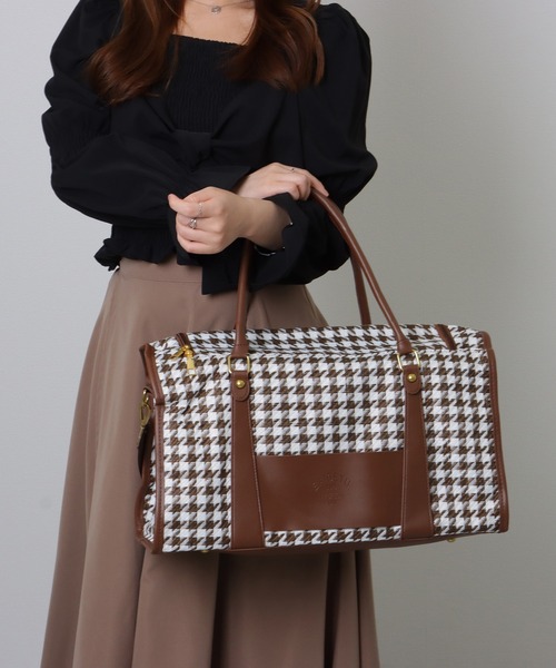 Lace Ladies（レースレディース）の「大容量 千鳥格子柄 2WAY ボストン ショルダーバッグ（ボストンバッグ・レディース・ブラック/ベージュ/ブラウン・FREE）」の21枚目の写真