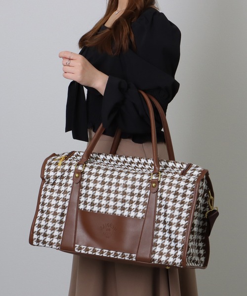 Lace Ladies（レースレディース）の「大容量 千鳥格子柄 2WAY ボストン ショルダーバッグ（ボストンバッグ・レディース・ブラック/ベージュ/ブラウン・FREE）」の22枚目の写真