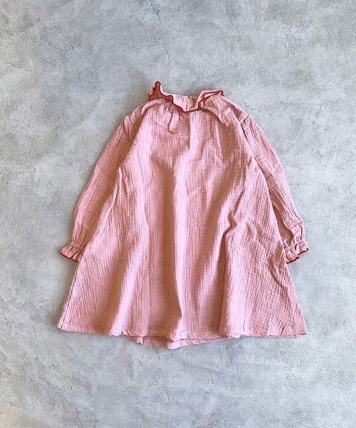 CALMIA（カルミア）の「Wガーゼフリルカラーロングスリーブワンピース（ワンピース・キッズ・ベージュ/チャコール/ピンク・100/150/140/110/90/80/130/120）」の8枚目の写真