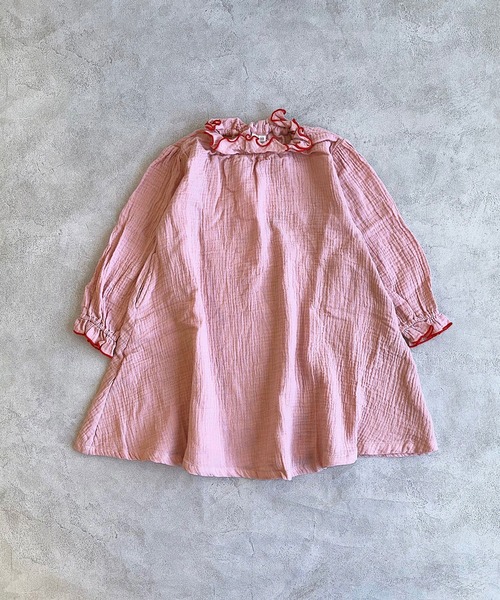 CALMIA（カルミア）の「Wガーゼフリルカラーロングスリーブワンピース（ワンピース・キッズ・ベージュ/チャコール/ピンク・100/150/140/110/90/80/130/120）」の7枚目の写真