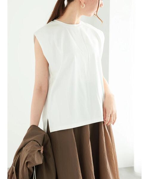 Te chichi（テチチ）の「シルケットタックリラックスチュニック（Tシャツ/カットソー・レディース・モカ/オフホワイト/チャコールグレー/ブルー・F）」の2枚目の写真