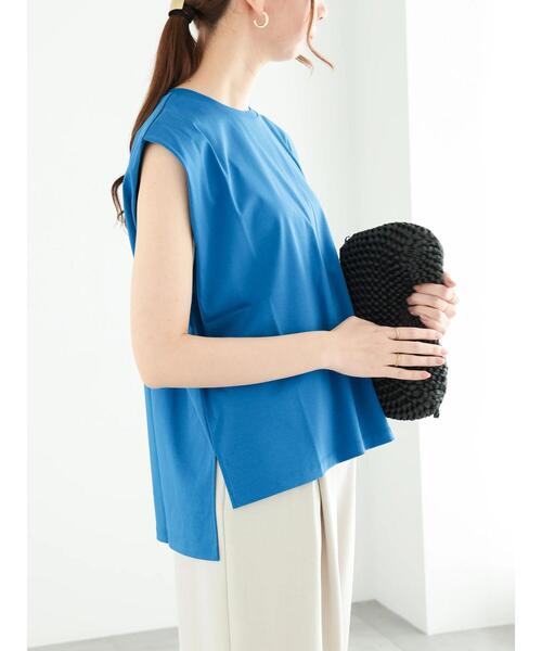 Te chichi（テチチ）の「シルケットタックリラックスチュニック（Tシャツ/カットソー・レディース・モカ/オフホワイト/チャコールグレー/ブルー・F）」の4枚目の写真