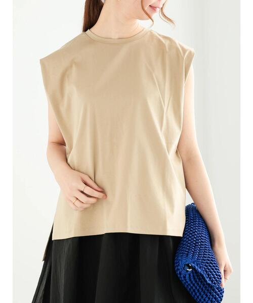 Te chichi（テチチ）の「シルケットタックリラックスチュニック（Tシャツ/カットソー・レディース・モカ/オフホワイト/チャコールグレー/ブルー・F）」の3枚目の写真