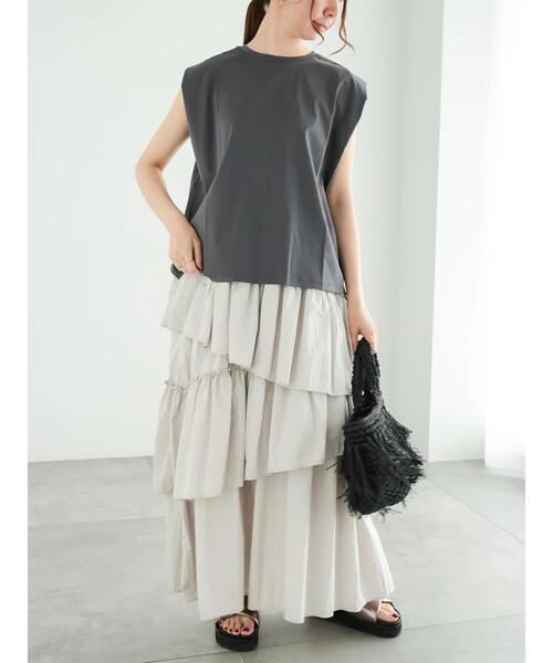 Te chichi（テチチ）の「シルケットタックリラックスチュニック（Tシャツ/カットソー・レディース・モカ/オフホワイト/チャコールグレー/ブルー・F）」の13枚目の写真