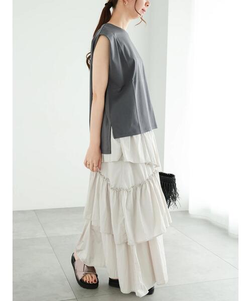 Te chichi（テチチ）の「シルケットタックリラックスチュニック（Tシャツ/カットソー・レディース・モカ/オフホワイト/チャコールグレー/ブルー・F）」の14枚目の写真