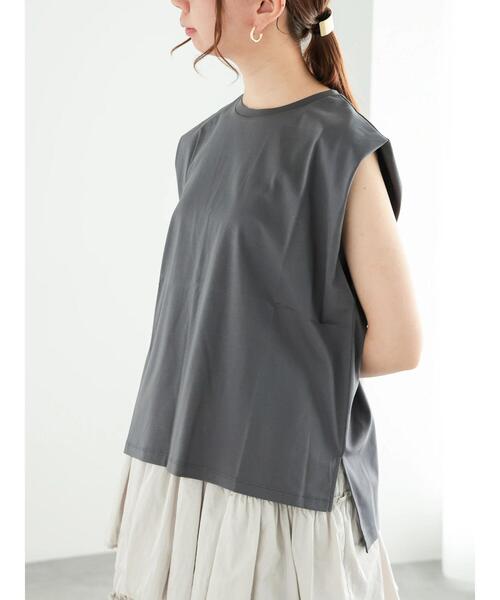 Te chichi（テチチ）の「シルケットタックリラックスチュニック（Tシャツ/カットソー・レディース・モカ/オフホワイト/チャコールグレー/ブルー・F）」の16枚目の写真