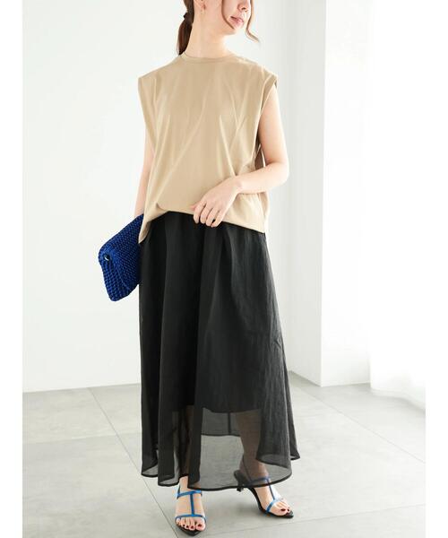 Te chichi（テチチ）の「シルケットタックリラックスチュニック（Tシャツ/カットソー・レディース・モカ/オフホワイト/チャコールグレー/ブルー・F）」の20枚目の写真