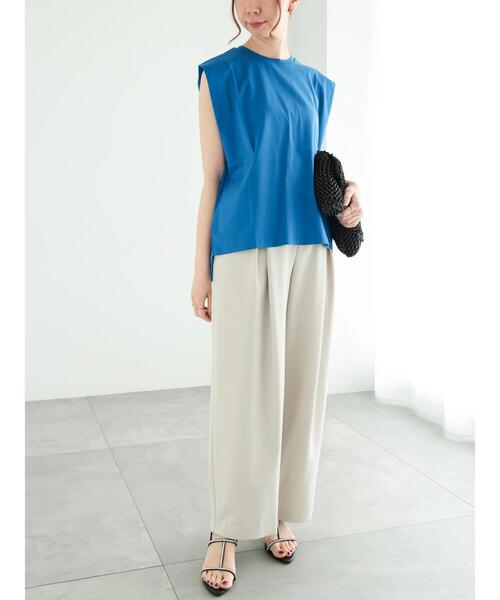 Te chichi（テチチ）の「シルケットタックリラックスチュニック（Tシャツ/カットソー・レディース・モカ/オフホワイト/チャコールグレー/ブルー・F）」の22枚目の写真