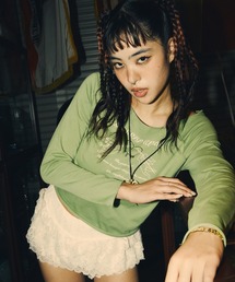 INTER FACTORY | AINA -ラインストーンオフショルロンTシャツ(Tシャツ/カットソー)