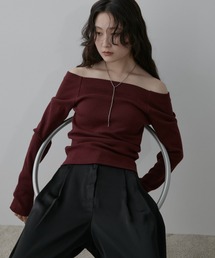 Aunt Marie's（アントマリーズ）の「カップ付きオフショルリブトップス/カットソー（Tシャツ/カットソー）」