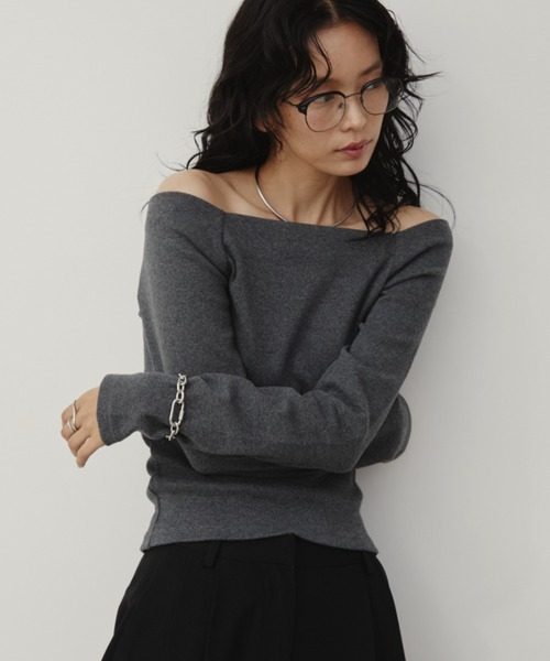 coreaSLY/ベティコラボオフショル カップ付きオフショルリブトップス/カットソー（Tシャツ