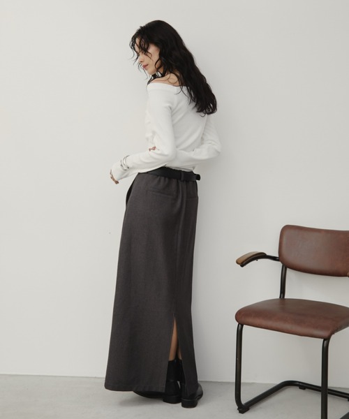 Aunt Marie's（アントマリーズ）の「カップ付きオフショルリブトップス/カットソー（Tシャツ/カットソー・レディース・チャコールグレー/グレー/ブラック/ブラウン/ホワイト・FREE）」の15枚目の写真