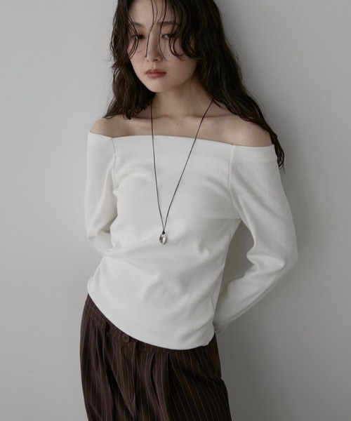 Aunt Marie's(アントマリーズ)の「カップ付きオフショルリブトップス/カットソー(Tシャツ/カットソー・レディース・チャコールグレー/グレー/ブラック/ブラウン/ホワイト・FREE)」の20枚目の写真