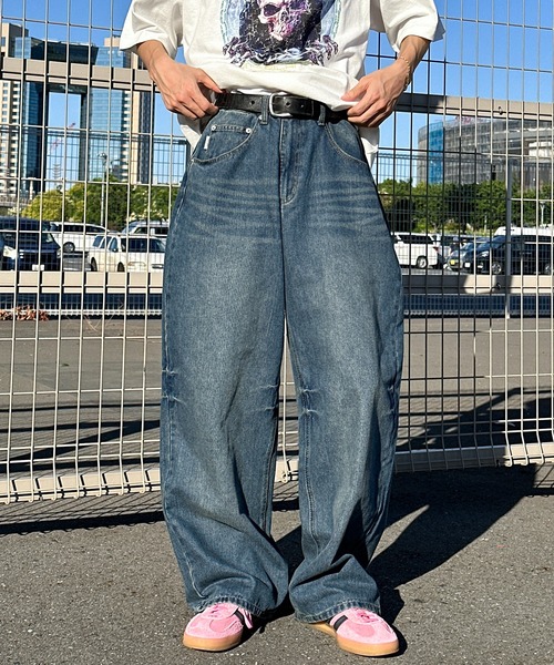 Perushu(ペルーシュ)の「ヴィンテージライクワイドテーパードデニム(デニムパンツ・メンズ・ブラック/インディゴブルー/ライトインディゴブルー・SMALL/MEDIUM/LARGE)」の18枚目の写真