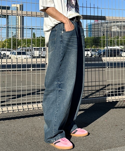 Perushu(ペルーシュ)の「ヴィンテージライクワイドテーパードデニム(デニムパンツ・メンズ・ブラック/インディゴブルー/ライトインディゴブルー・SMALL/MEDIUM/LARGE)」の21枚目の写真