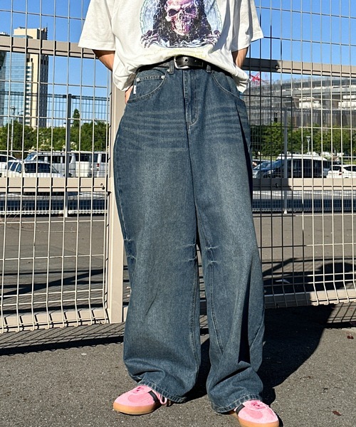 Perushu(ペルーシュ)の「ヴィンテージライクワイドテーパードデニム(デニムパンツ・メンズ・ブラック/インディゴブルー/ライトインディゴブルー・SMALL/MEDIUM/LARGE)」の19枚目の写真