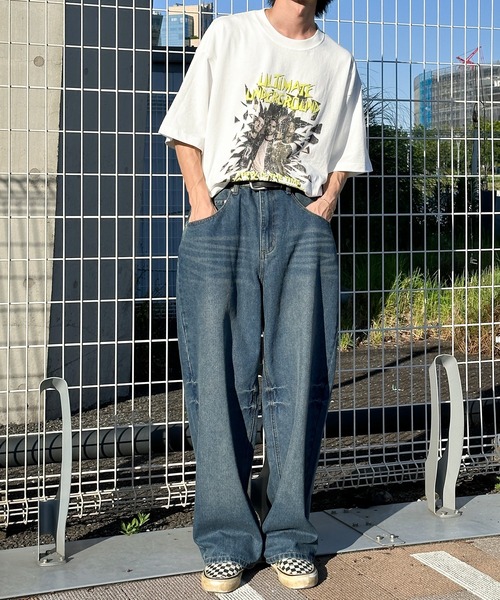 Perushu(ペルーシュ)の「ヴィンテージライクワイドテーパードデニム(デニムパンツ・メンズ・ブラック/インディゴブルー/ライトインディゴブルー・SMALL/MEDIUM/LARGE)」の22枚目の写真