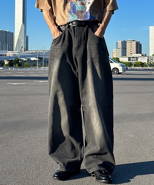 Perushu(ペルーシュ)の「ヴィンテージライクワイドテーパードデニム(デニムパンツ・メンズ・ブラック/インディゴブルー/ライトインディゴブルー・SMALL/MEDIUM/LARGE)」の4枚目の写真