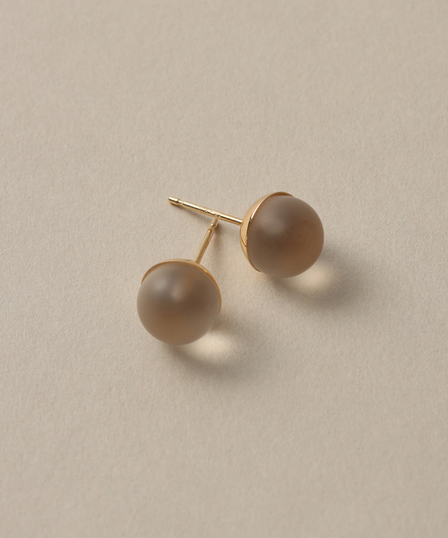 フロストクォーツ8mmカップボールピアス K10（両耳）（ピアス（両耳用））｜Lilas（リラ）