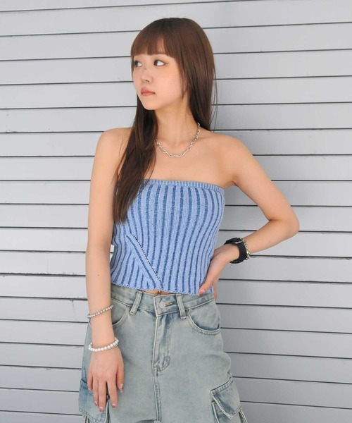 ENVYM（アンビー）の「コントラストカラーベアトップ（その他トップス・レディース・グレー/ブルー・FREE）」の13枚目の写真