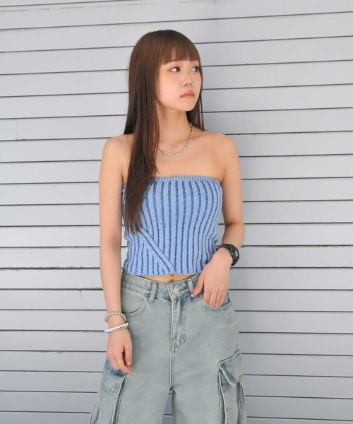 ENVYM（アンビー）の「コントラストカラーベアトップ（その他トップス・レディース・グレー/ブルー・FREE）」の11枚目の写真